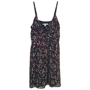 LC LAUREN CONRAD Black Floral Spaghetti Strap Dress - 12